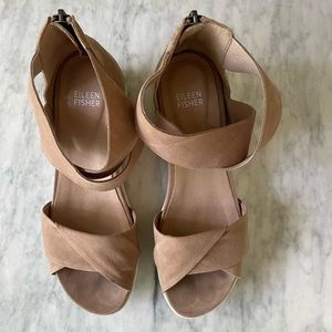 Eileen Fisher Wedge Sandals in Tan Natural